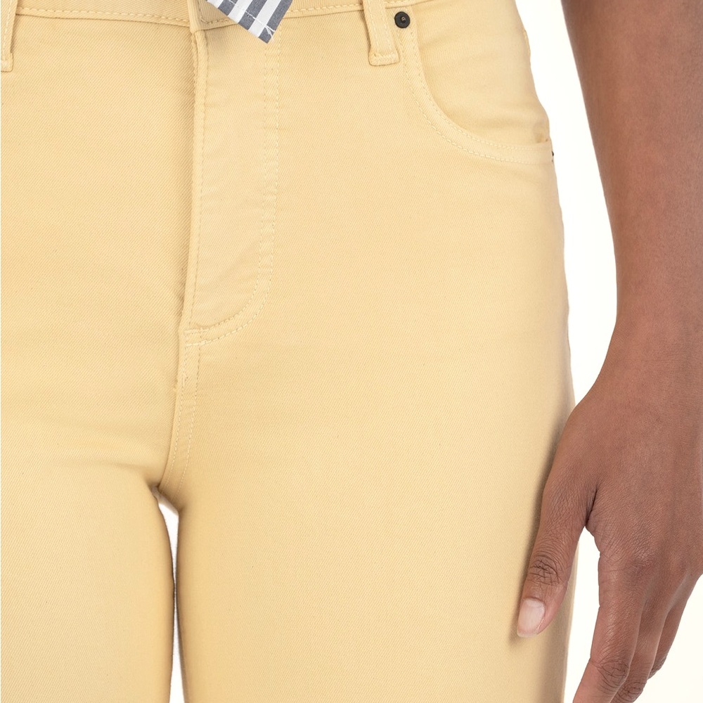KUT From The KLOTH Jeans Kelsey Ankle Flare Distressed Yellow Denim Size 16 NEW - Picture 4 of 7